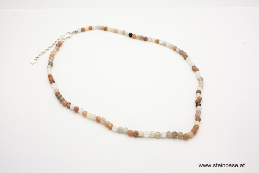 Kette Mondstein 'Bunt' facet. 4mm